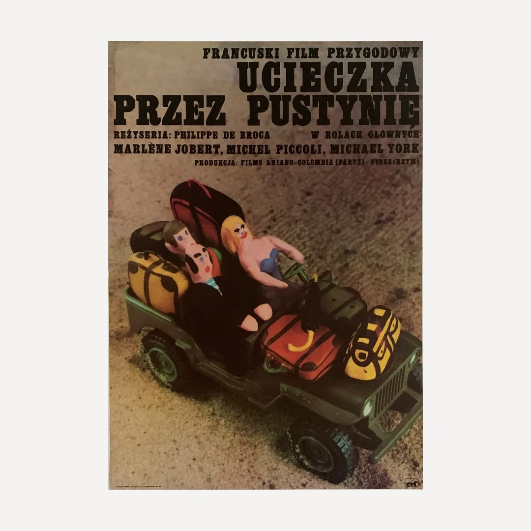 Vintage Polish Poster Andrzej Krajewski 1975 Touch and Go Ucieczka Przez Pustynie La Poudre D'escampette