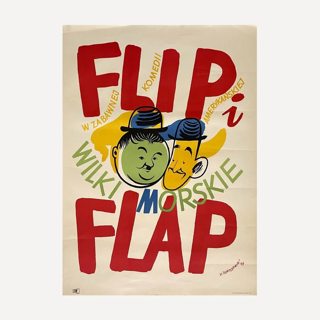 Laurel and Hardy: Saps at Sea Polish Film Poster Flip i Flap Wilki Morskie by Henryk Tomaszewski 1957