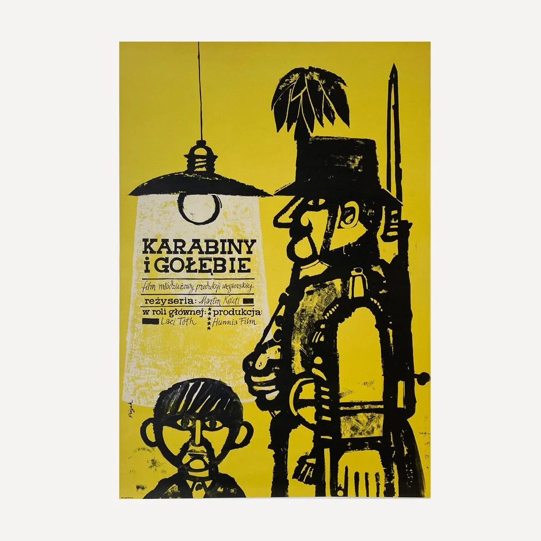 Karabiny i Golebie Poster Guns and Doves Vintage Polish Poster by Jerzy Flisak from 1963