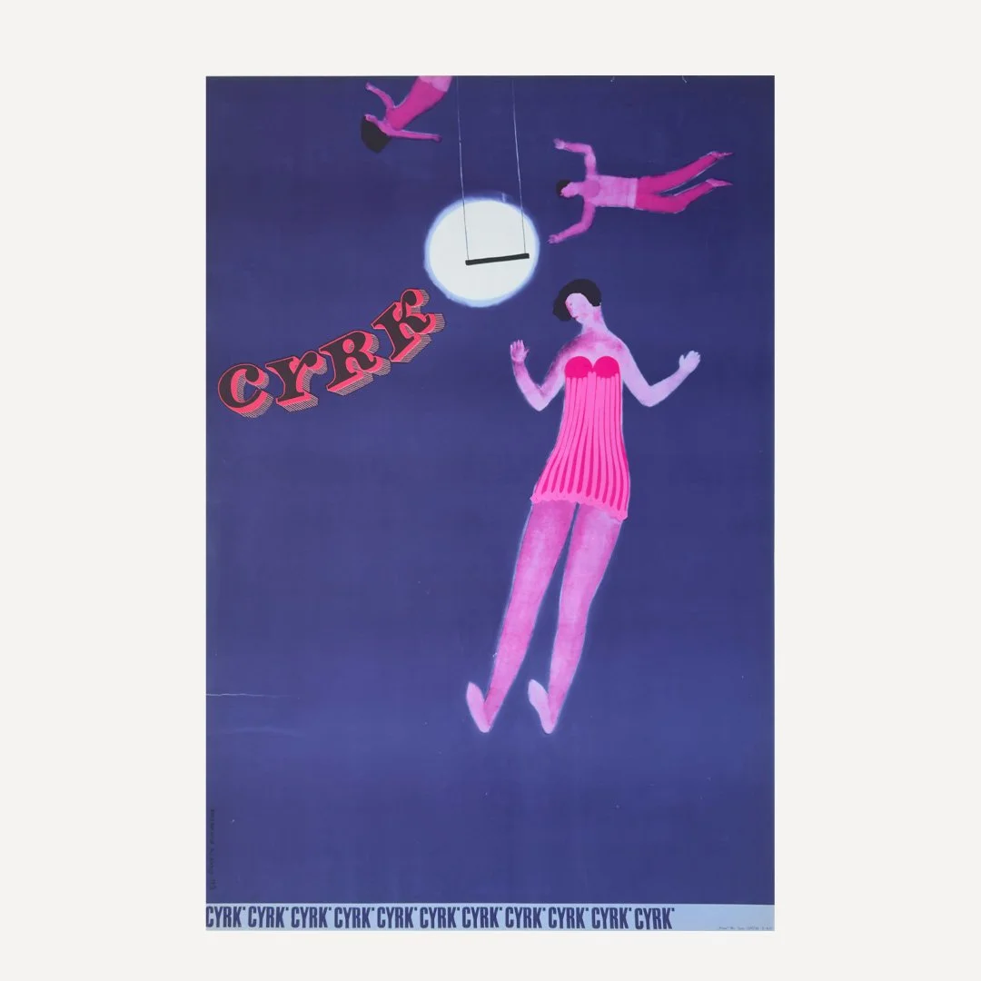Danuta Zukowska Cyrk Three Circus Aerialists Polish poster 1966