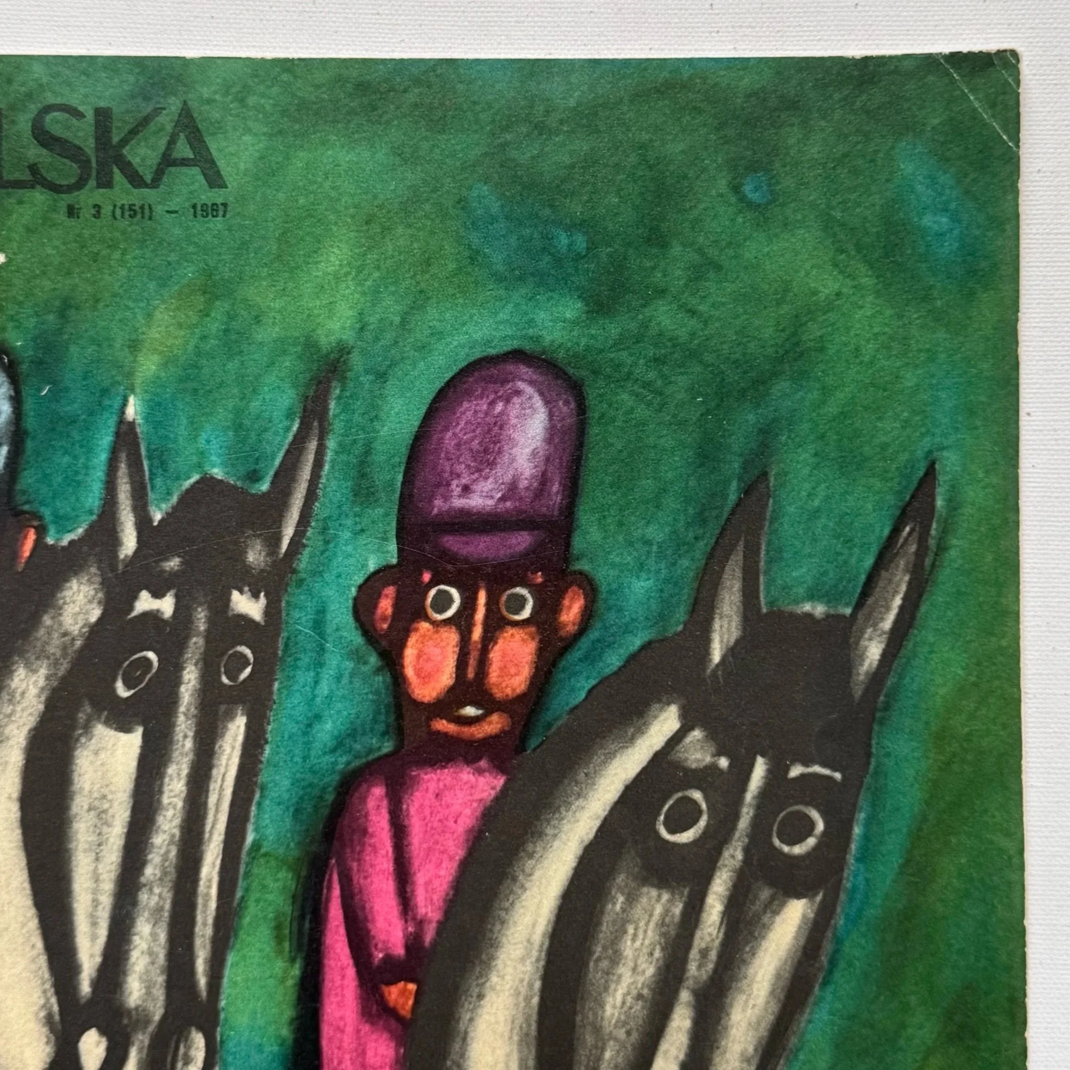 vintage Polska Magazine, with cover ‘Jockeys’ (Dzokeje) designed by Andrzej Krajewski in 1967.