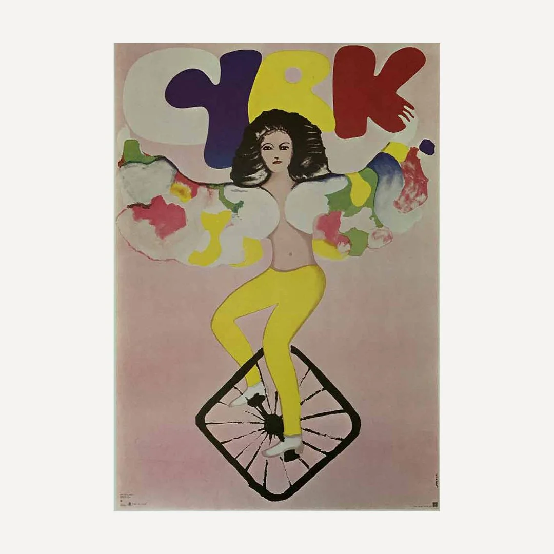 Projekt 26 I Maciej Urbaniec Poster | 1979 | Cyrk Girl on a Unicycle | Polish Poster | Vintage Circus Poster | Original Polish Posters