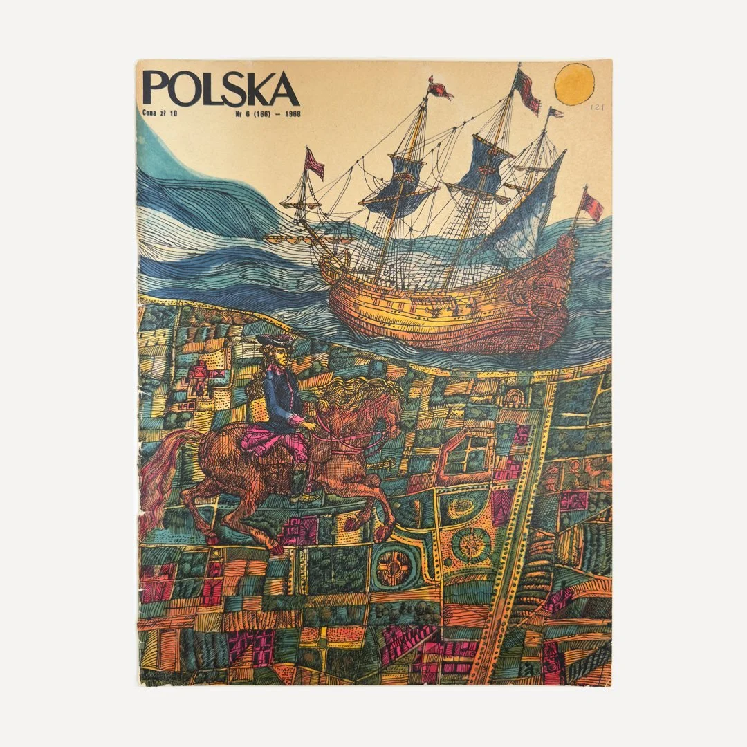 Vintage Polska Magazine, with cover ‘Travels' Podroze designed by Marian stachurski in 1968