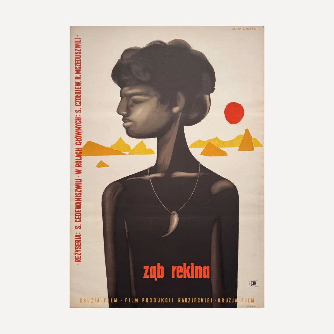 Zab Rekina Shark's Tooth Vintage Polish Poster by Liliana Baczewska from 1960