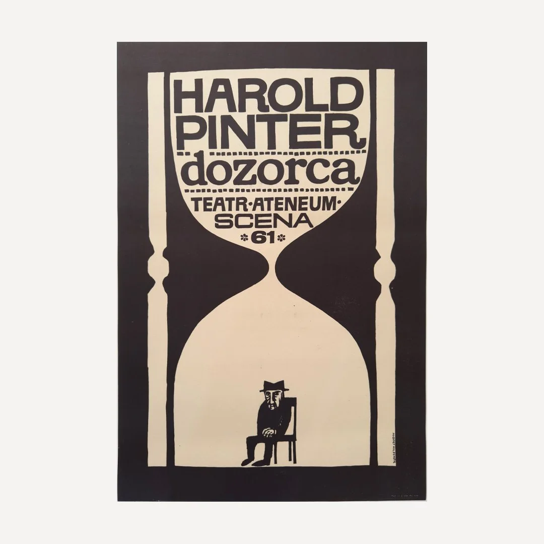 Projekt 26 Polish Posters, Hubert Hilscher Dozorca, Hilscher The Caretaker Harold Pinter, Polish School of Posters