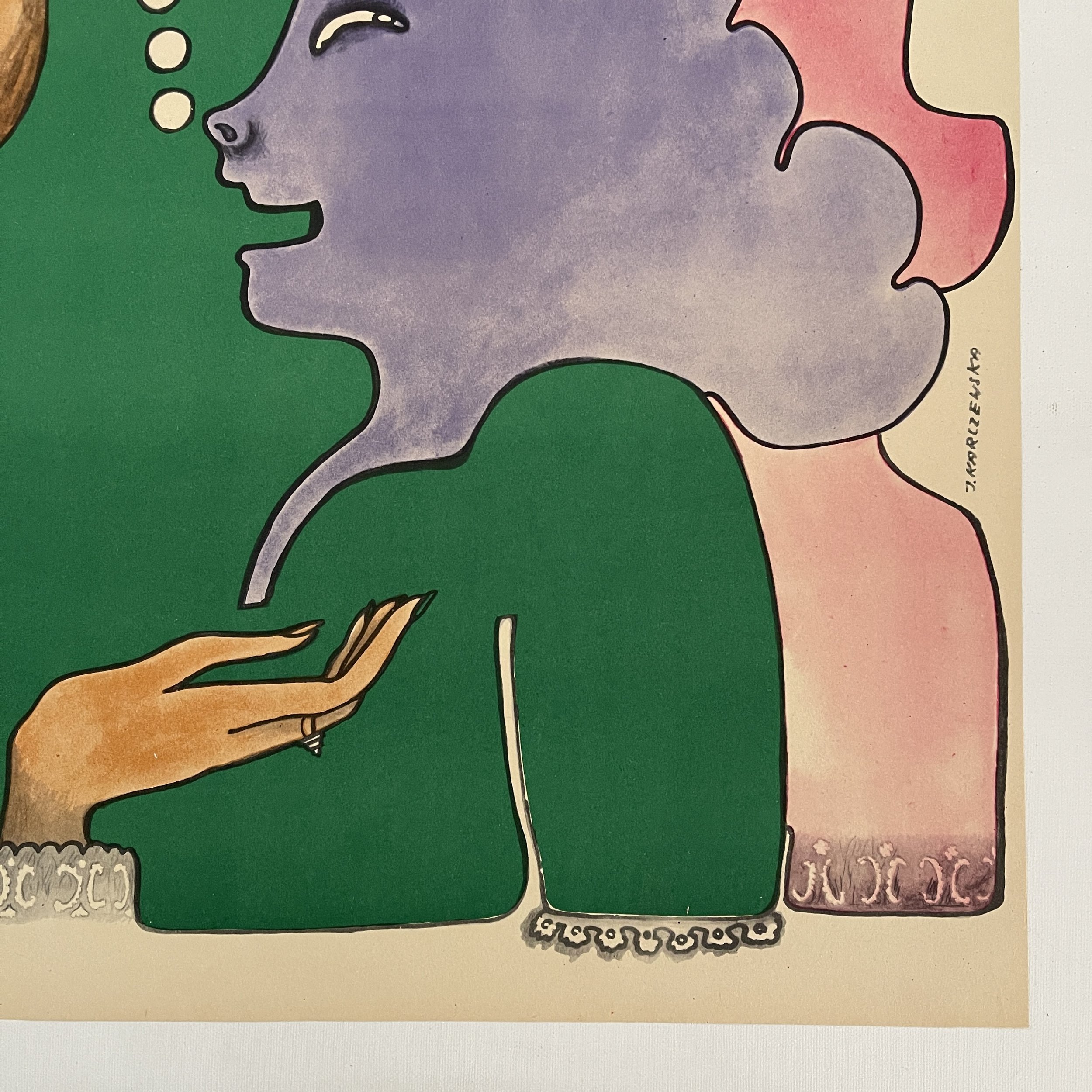 This incredibly beautiful 1967 vintage Polish film poster design by Jolanta Karczewska is for the 1964 Swedish film ‘O Tych Paniach’ (All These Women/För Att Inte Tala Om Alla Dessa Kvinnor).