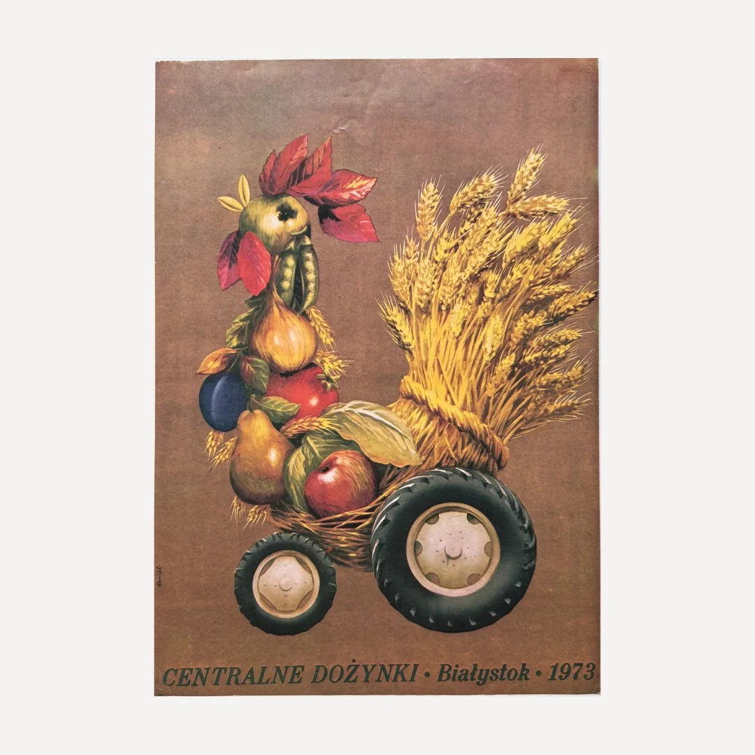 Vintage Polish poster by Tadeusz Ruminski for Harvest Festival Dozynki in 1973