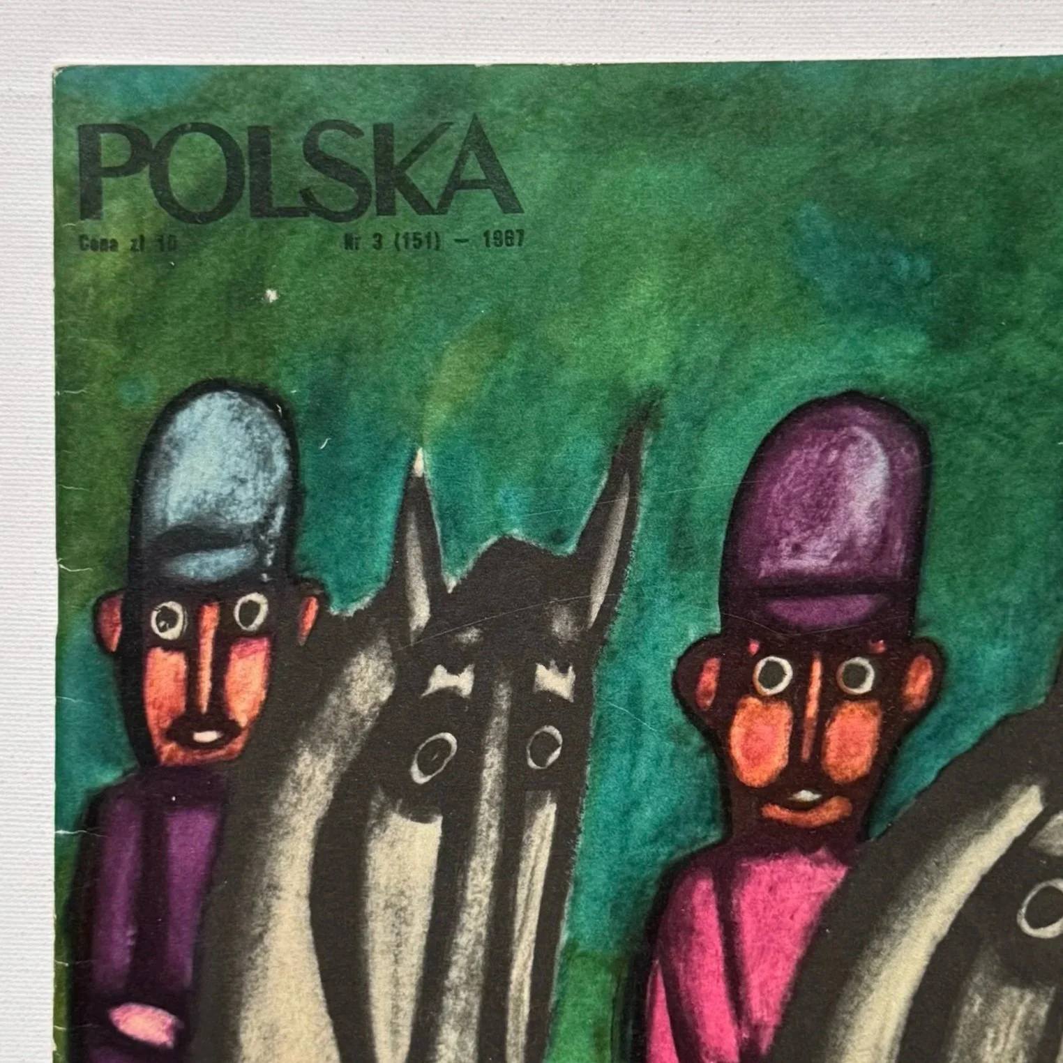 vintage Polska Magazine, with cover ‘Jockeys’ (Dzokeje) designed by Andrzej Krajewski in 1967.