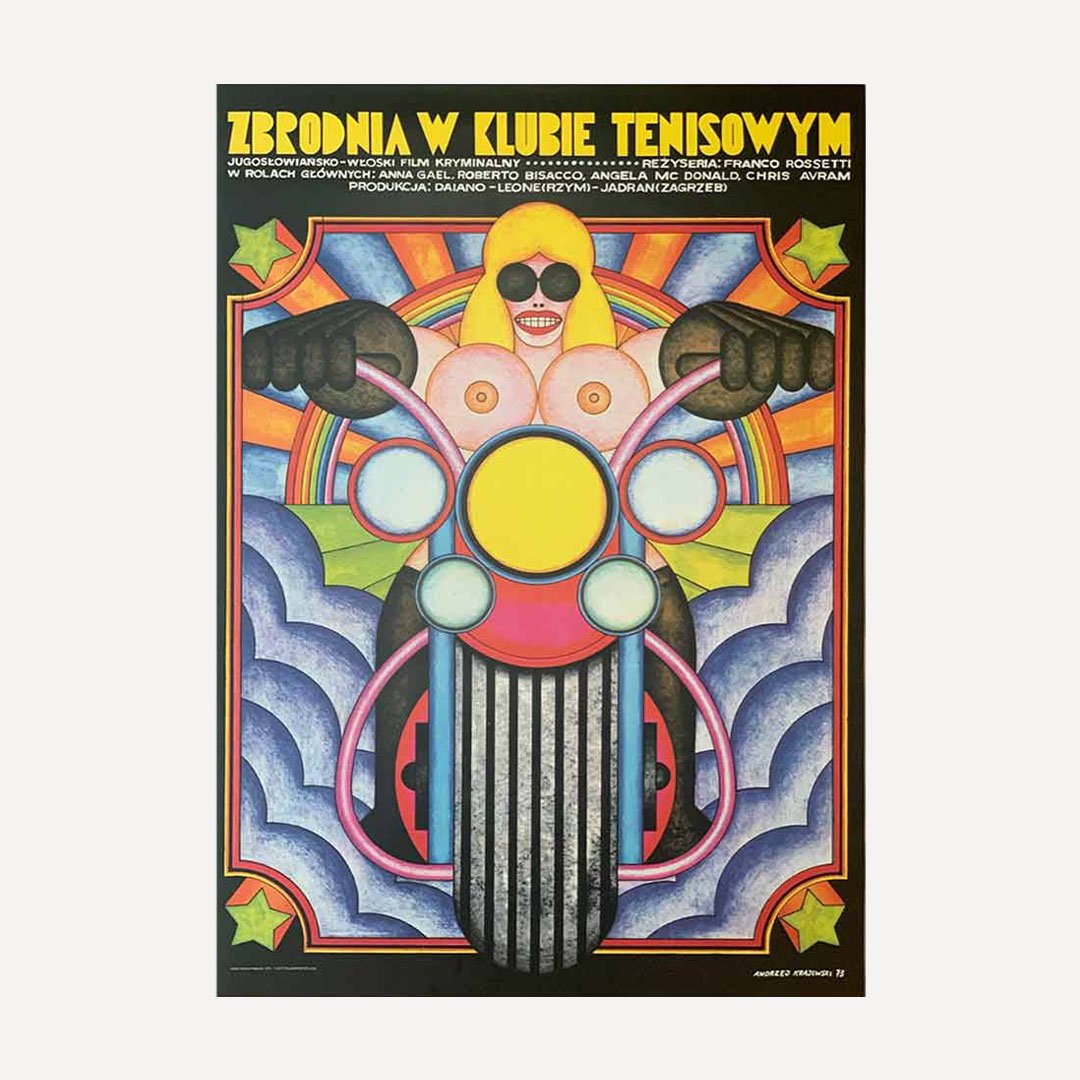 Zbrodnia w Klubie Tenisowym Polish Film Poster Andrzej Krajewski 1973