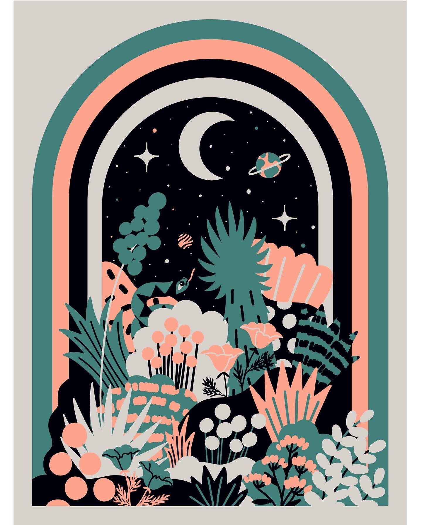 As part of my collaboration with @acehotelpalmsprings, we created a limited edition print based loosely on the mural I painted. 

I incorporated several of the same elements as the mural, but in a different layout and limited color scheme.

This 18x2