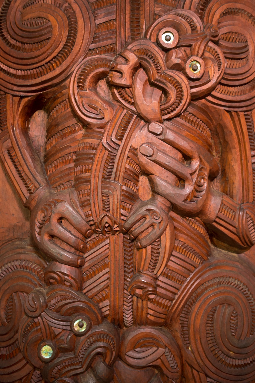 Waitangi Treaty Grounds Meeting House carvings (credit David Kirkland).jpg