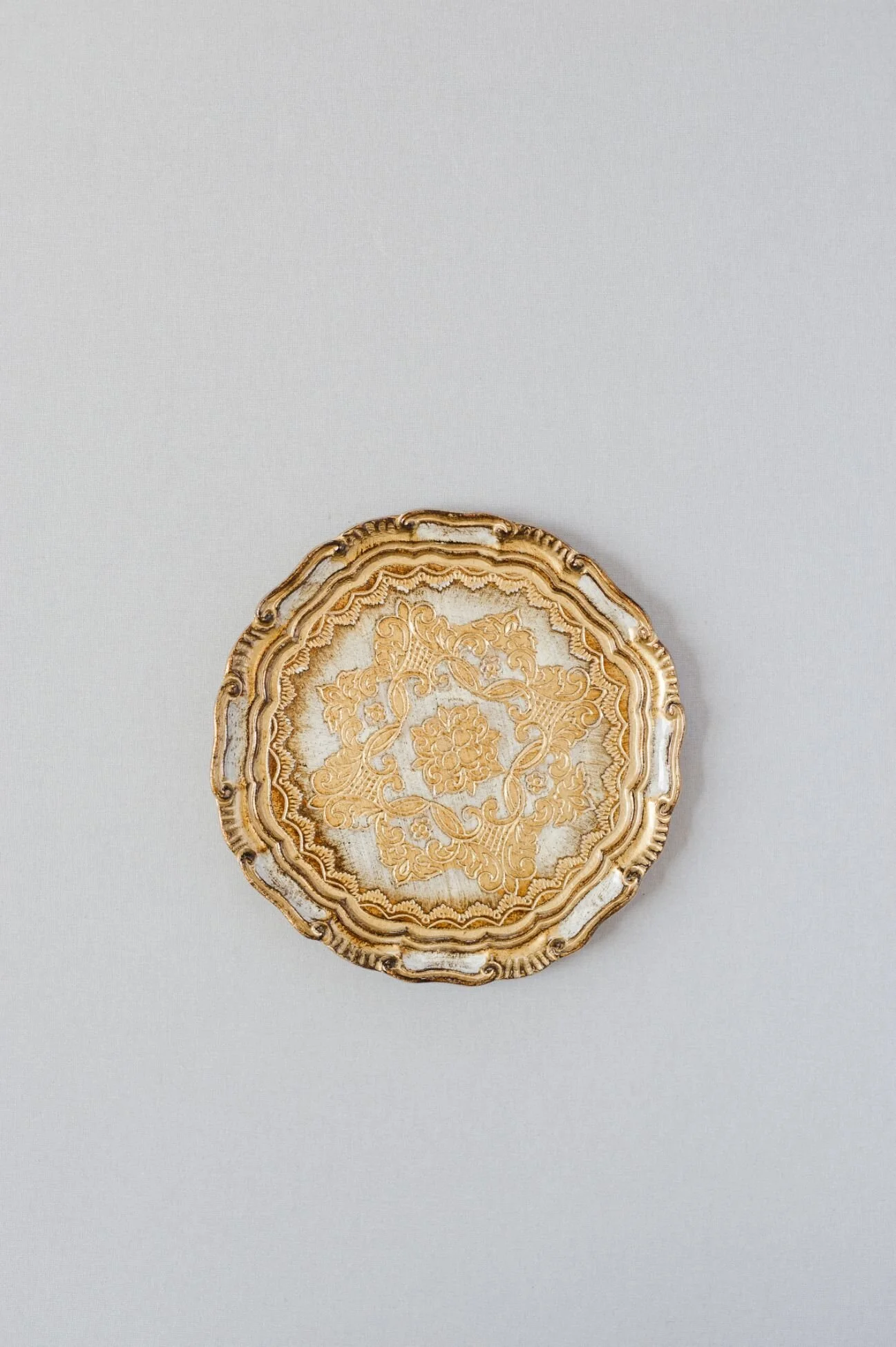 small gold + cream florentine tray