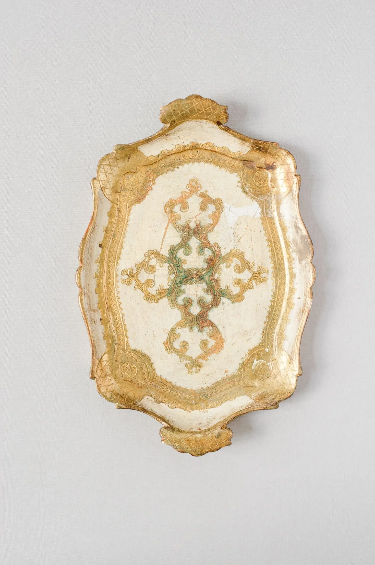 large gold + cream florentine tray