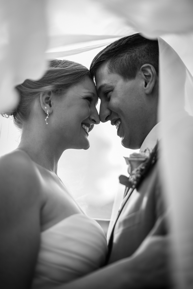 Bride and groom wedding photography under veil