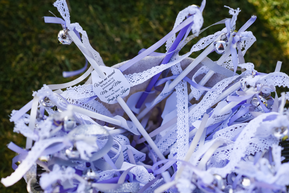 basket of wedding bells for guests to ring for kisses