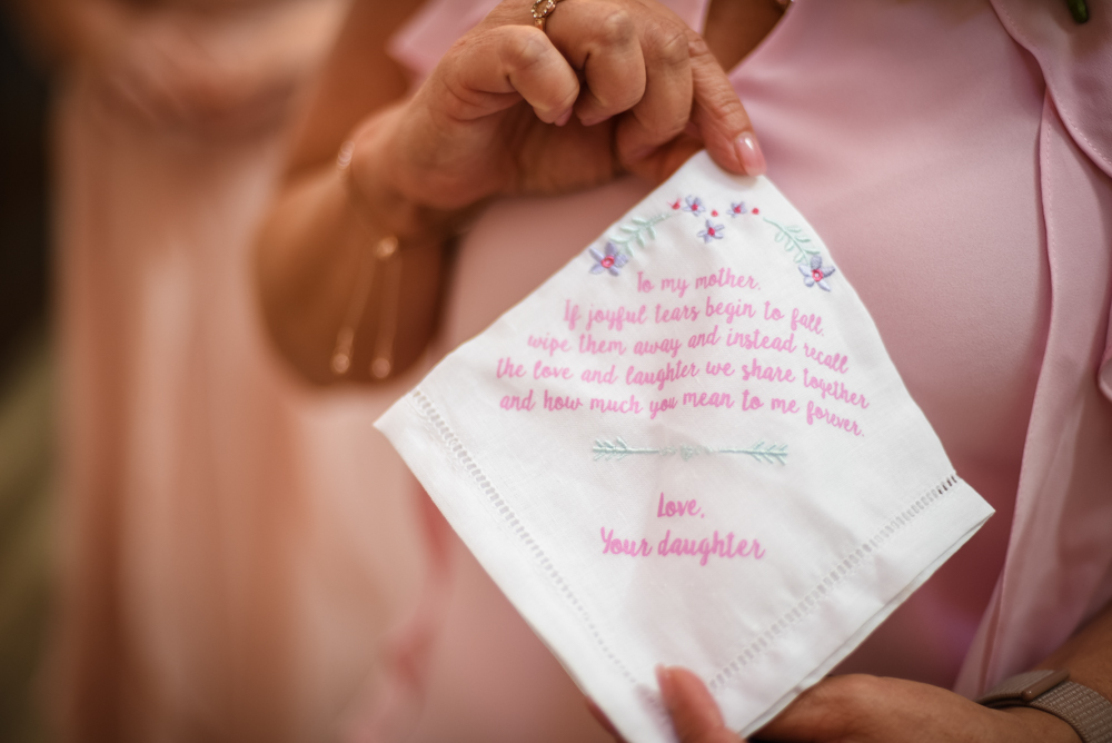 personalized handkerchief for mother of the bride