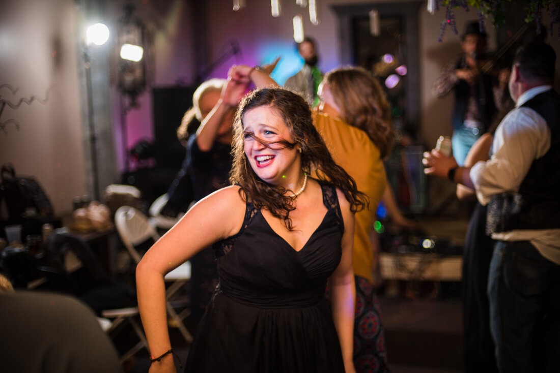 Woman dancing at wedding reception