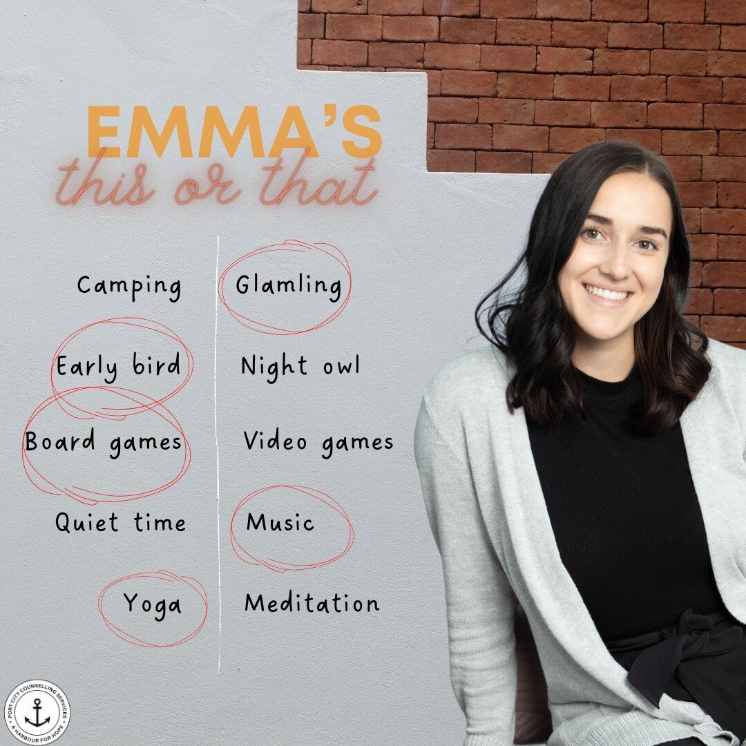 Emma answered a few of our questions! If you were curious, here's Emma's This or That:

Camping | Glamping ✅
Early bird ✅ | Night owl
Board games ✅ | Video games
Quiet time | Music ✅
Yoga ✅| Meditation

Like what you see? Check out her bio below:
htt