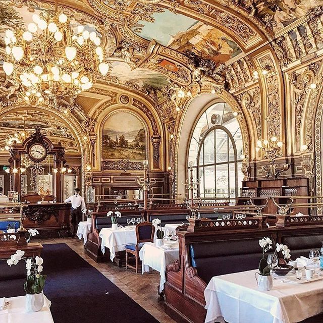 Le Train Bleu (&quot;The Blue Train&quot;), a restaurant located in the hall of the Gare de Lyon railway station in Paris, France. It was designated a Monument Historique in 1972.