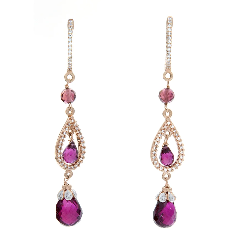 18k RG Rhodolite Garnet Earrings