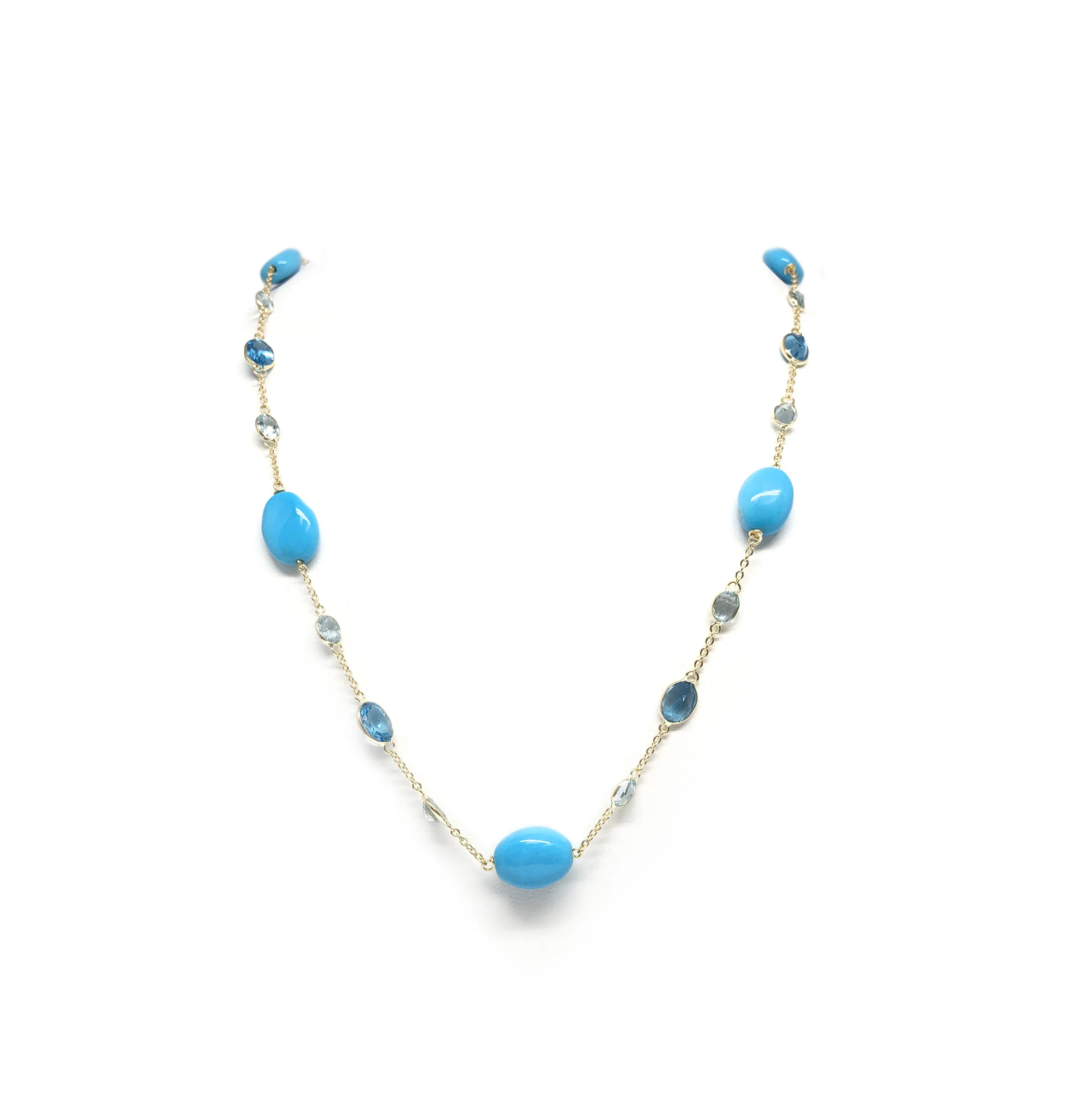 Turquoise, Topaz and Swiss Blue Topaz Necklace