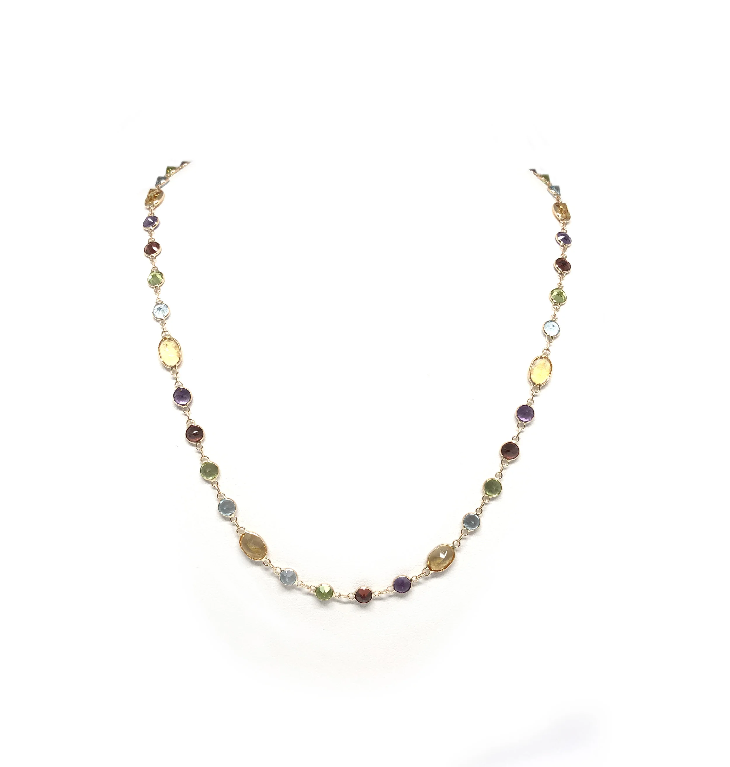 Mix Link Semi Precious Stone Necklace in 34"