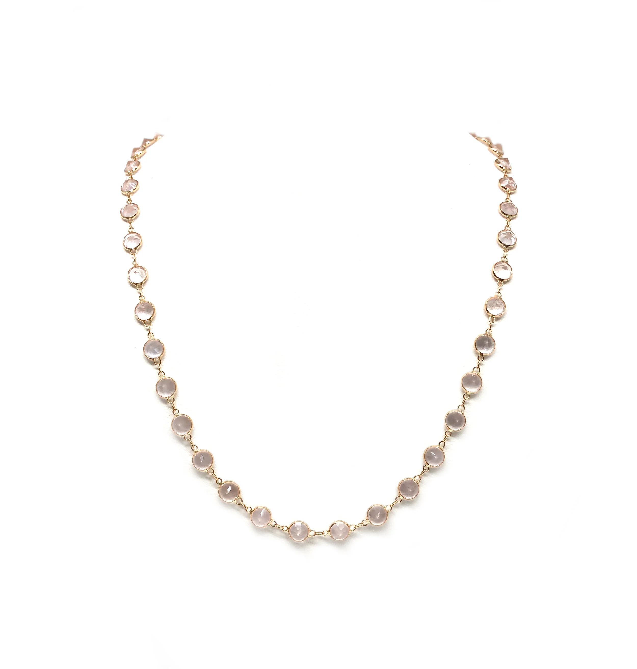Mix Link Rose Quartz Necklace in 36"