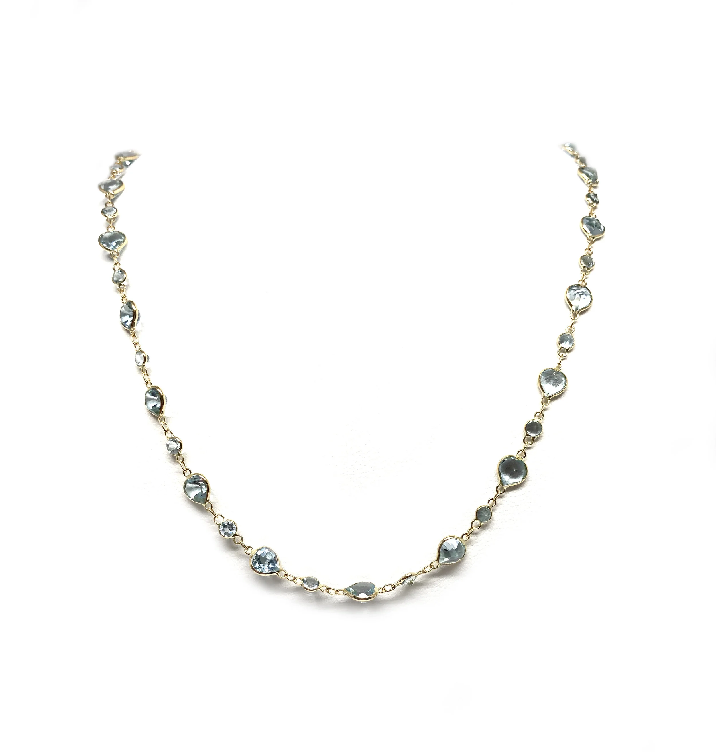 Mix Link Blue Topaz Necklace in 24"
