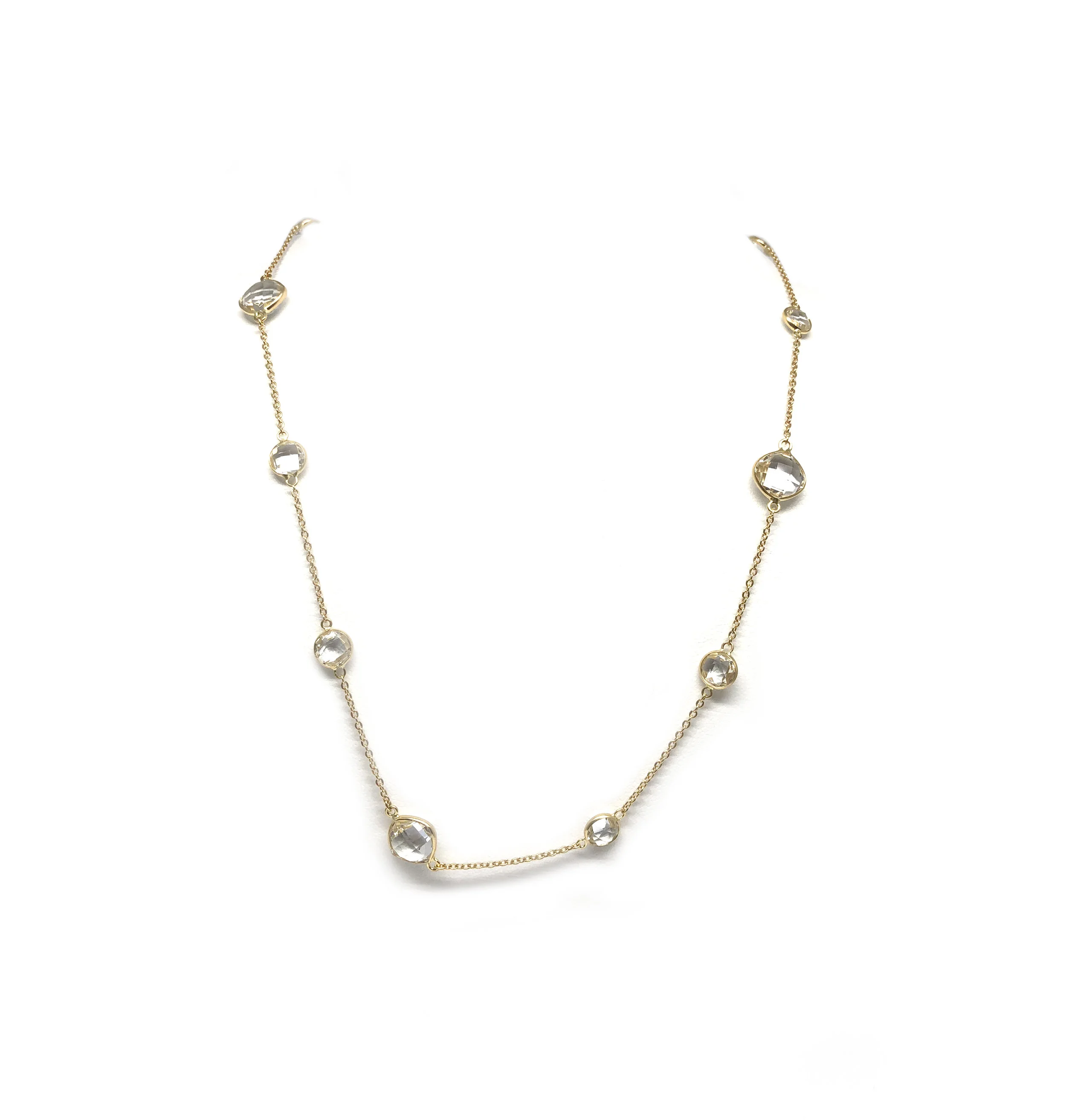 Mix Link White Topaz Necklace in 34"