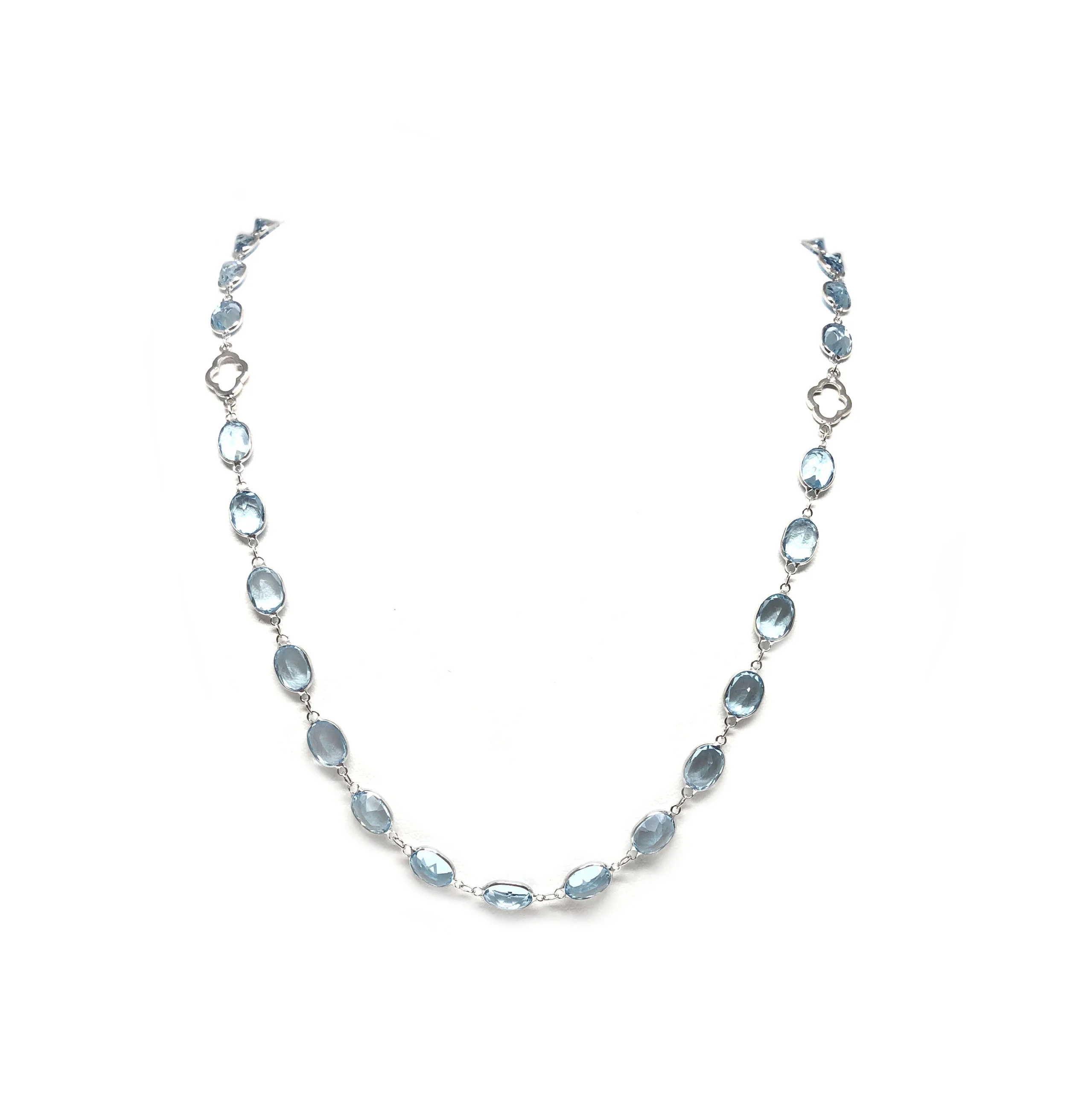 Mix Link Blue Topaz Necklace in 34"