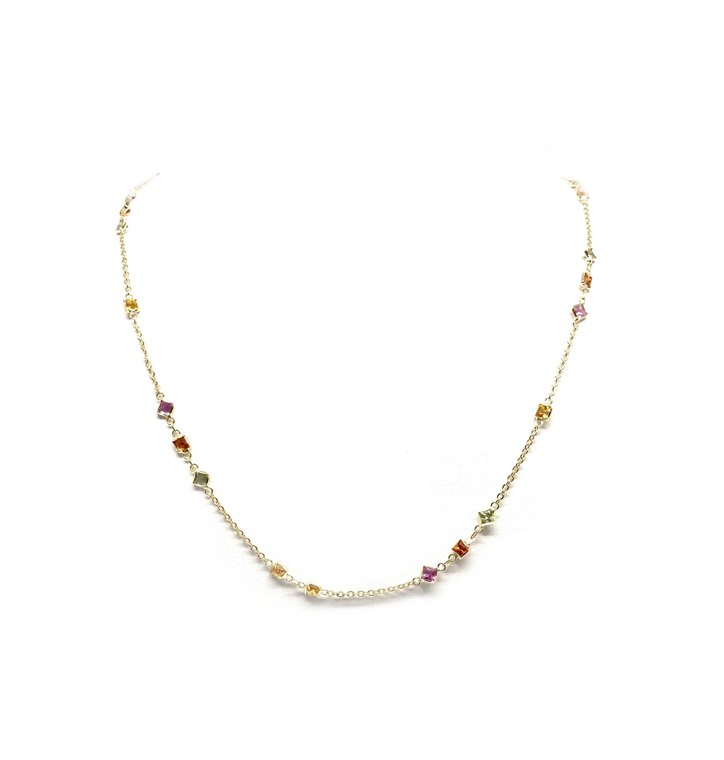 Mix Link Fancy Sapphire Necklace in 18"