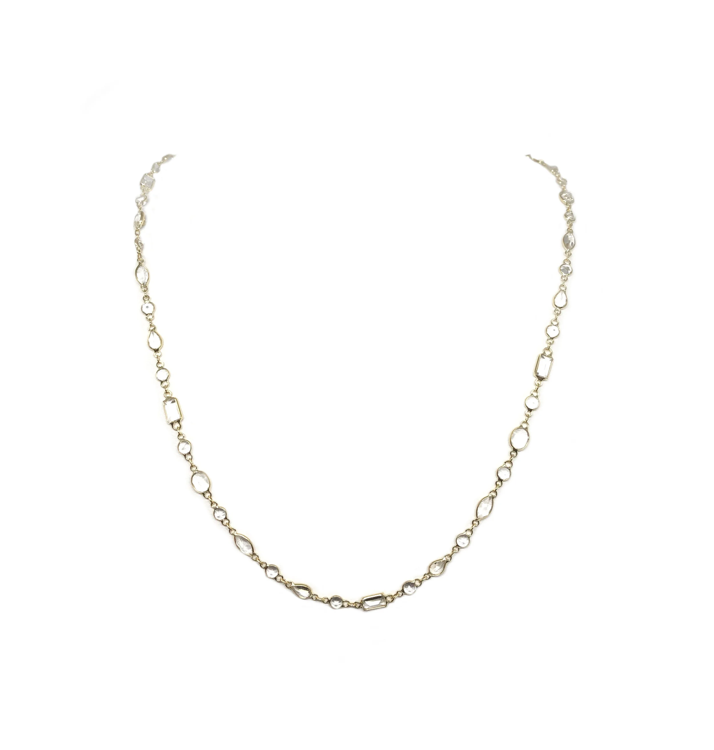 Mix Link White Topaz Necklace in 40"