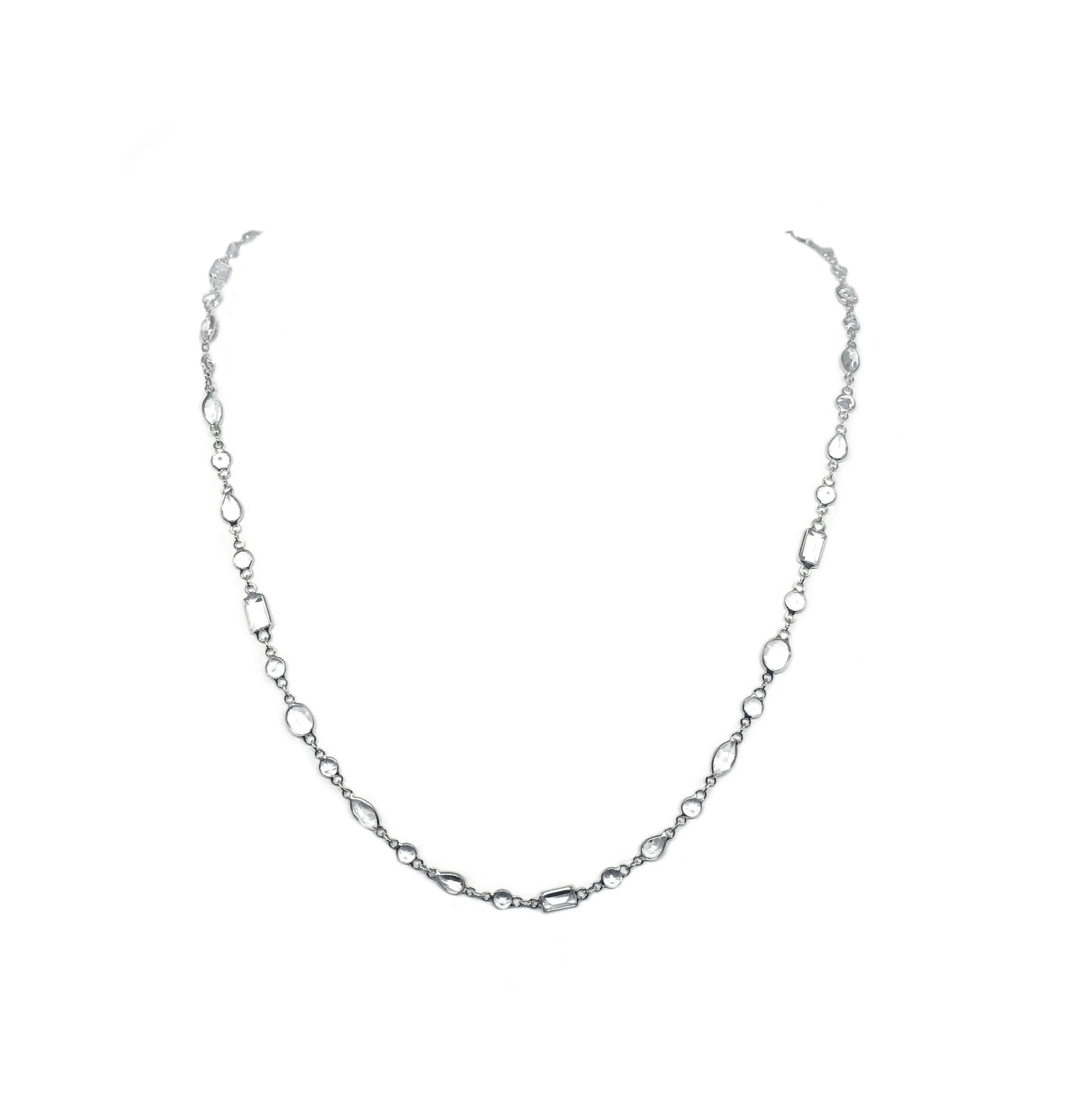Mix Link White Topaz Necklace in 30"