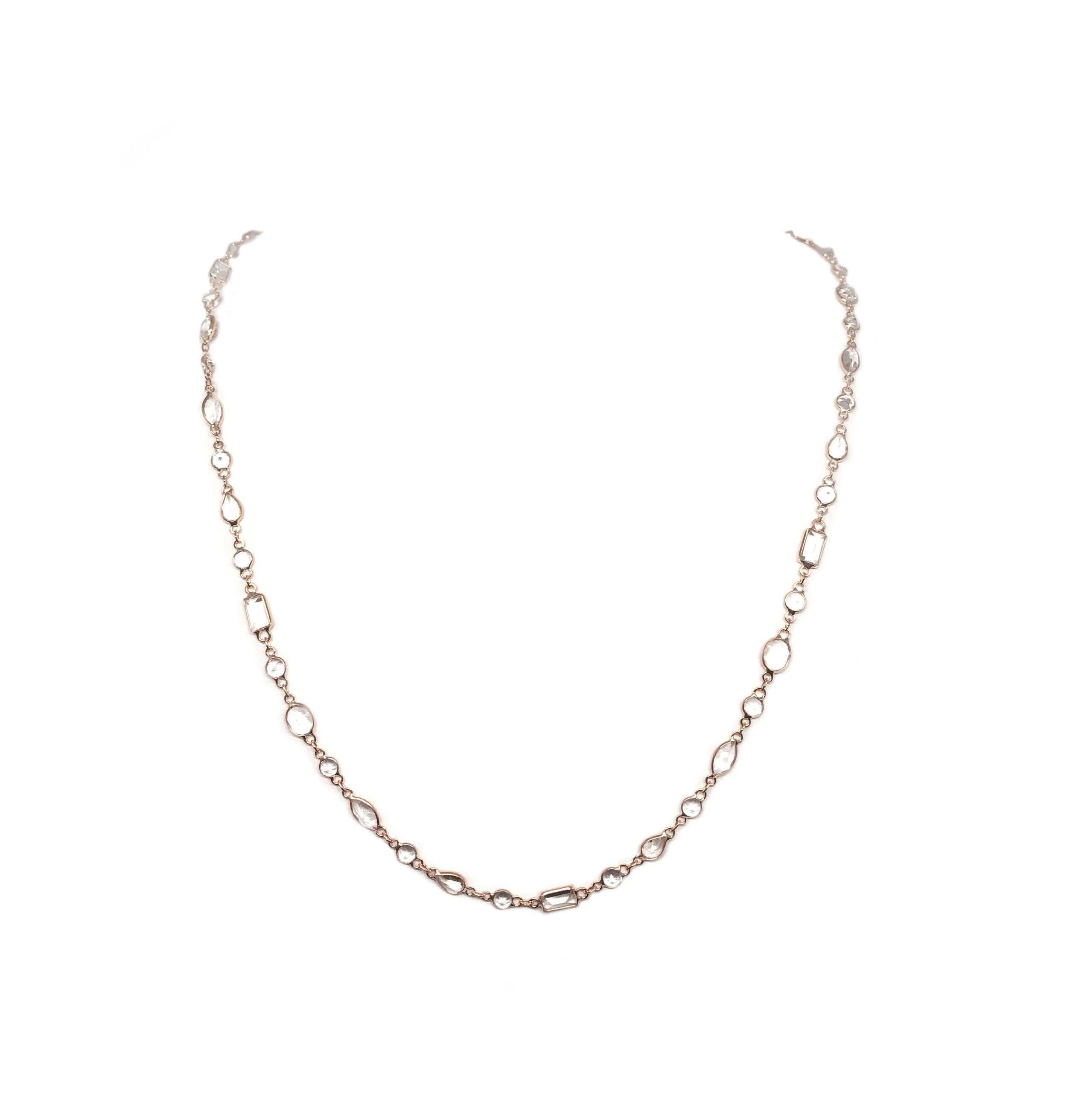Mix Link White Topaz Necklace in 34"