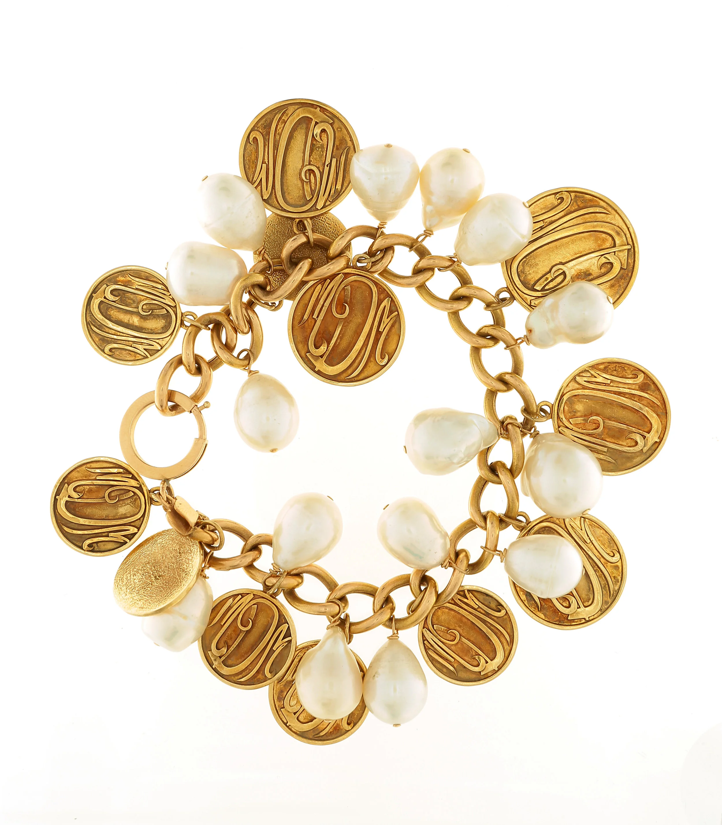 Monogram Disks Bracelet with Pearls