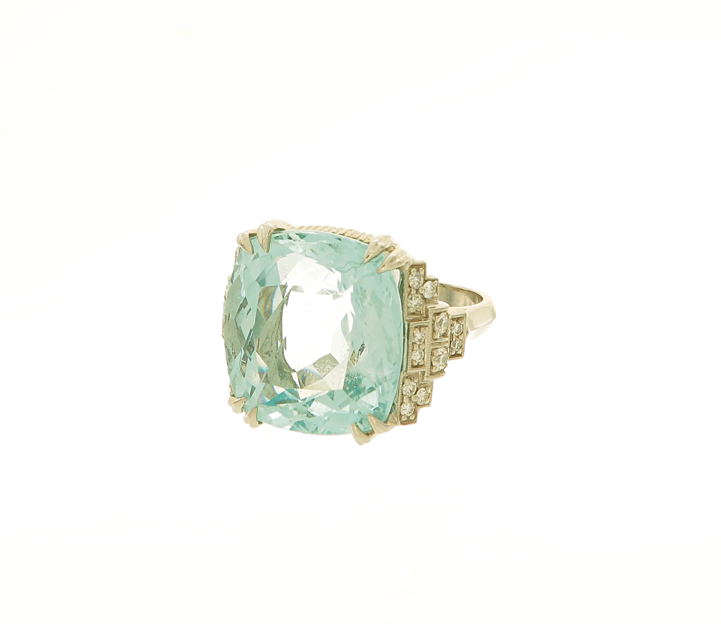 Aquamarine Ring with Diamonds