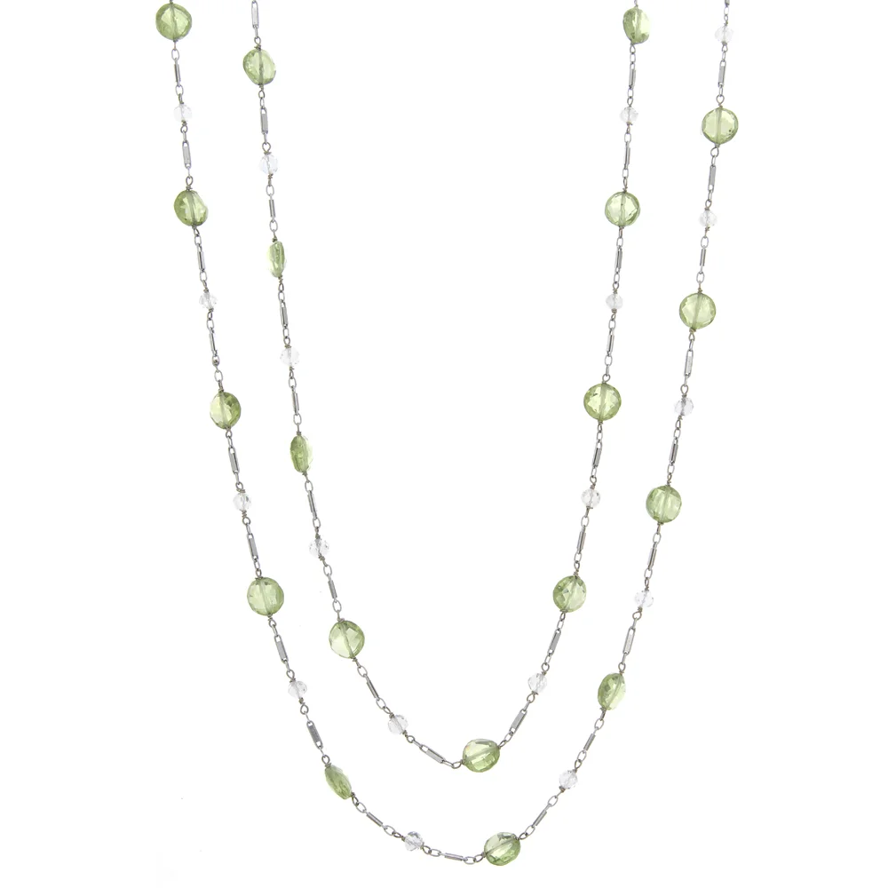 18k WG 4-1 Peridot &amp; White Topaz Necklace