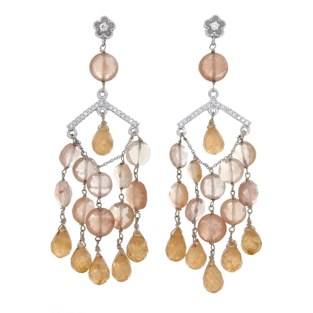 18k WG Mandarin Garnet Earrings