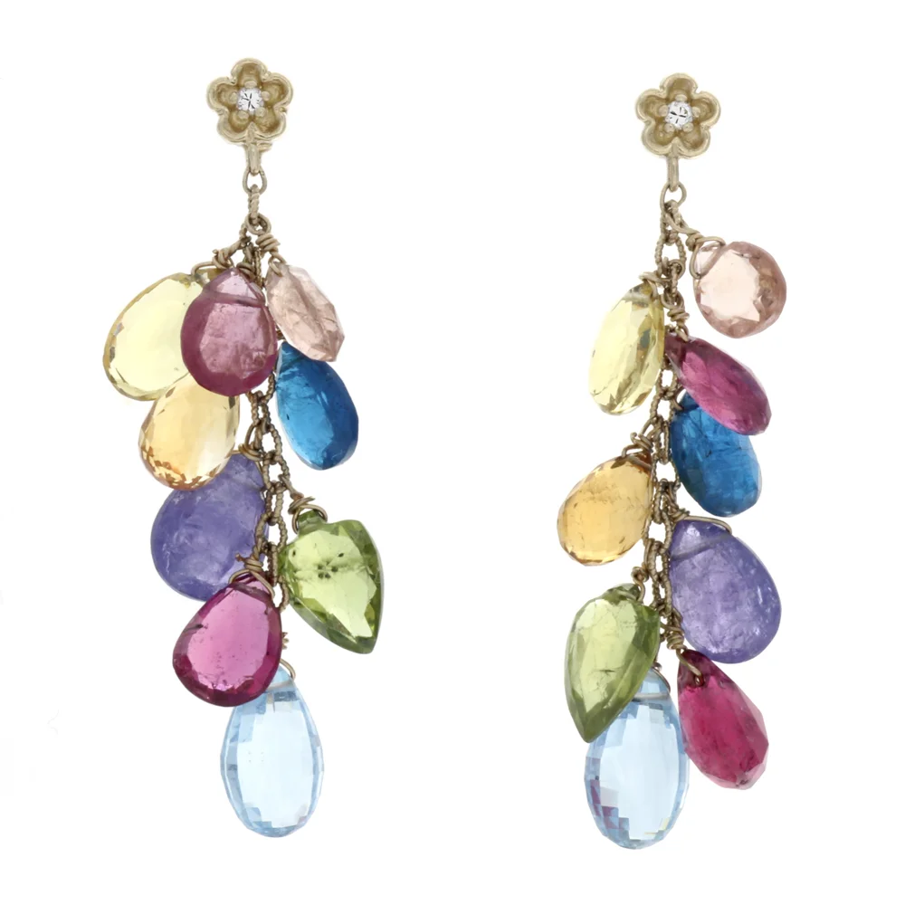 18k YG Multi-Gem Earrings