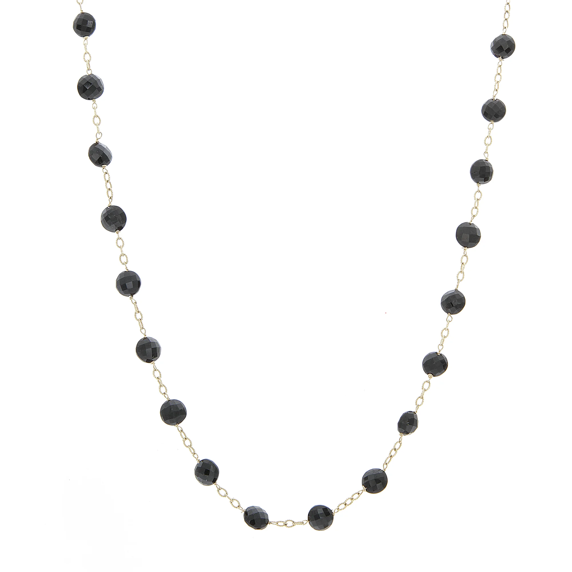 18k YG Black Tourmaline and Diamond Pendant Necklace