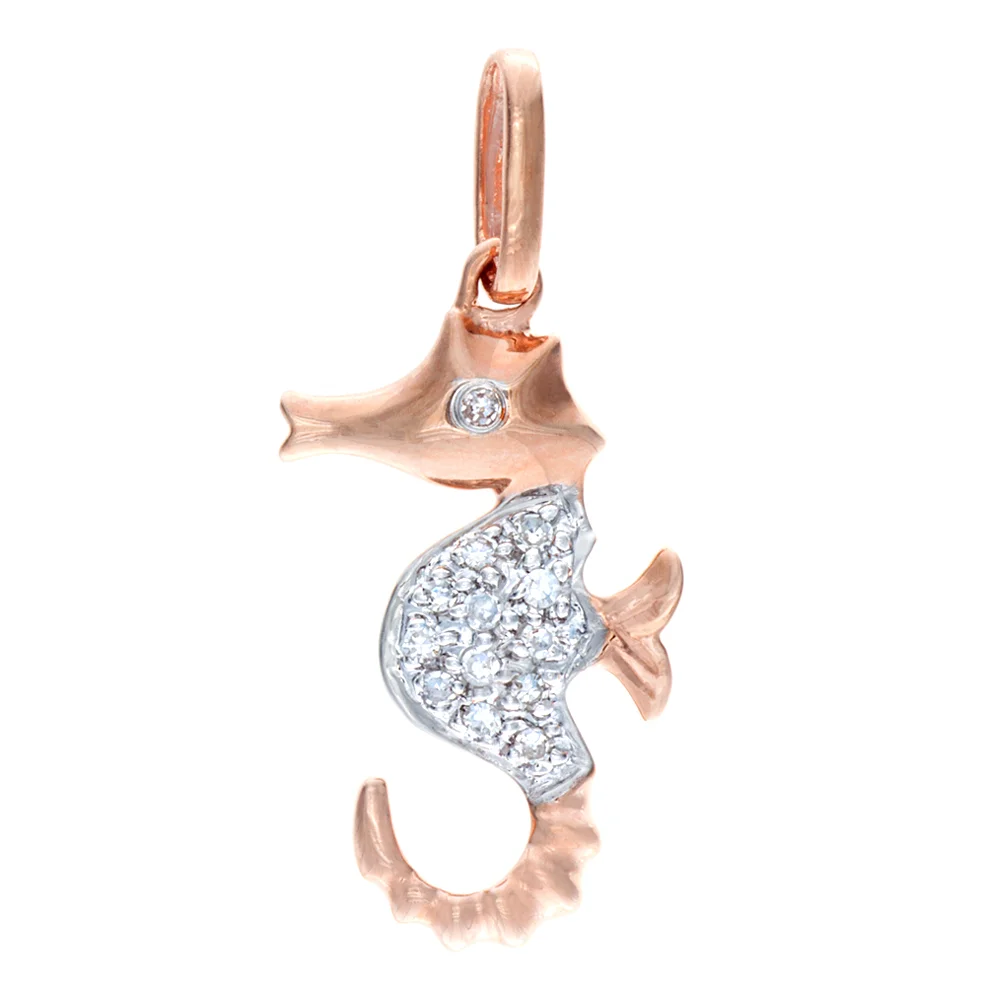 18k RG Diamond Seahorse Charm