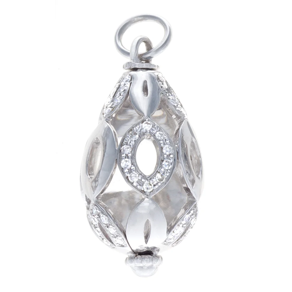 18k WG Abstract Oval Shaped Diamond Charm