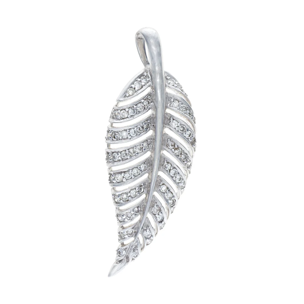 18k WG Diamond Leaf Charm