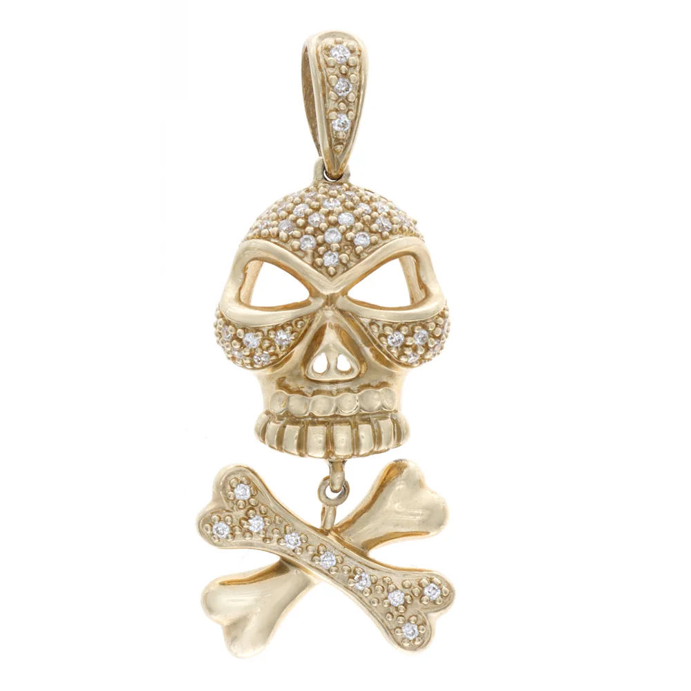 18k YG Diamond Skull Charm