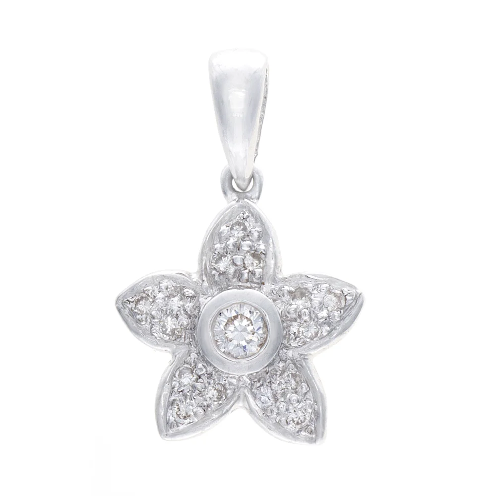 18k WG Diamond Flower Charm