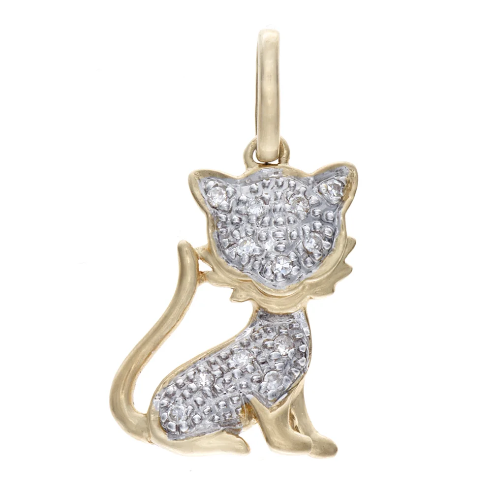 18k YG Diamond Cat Charm