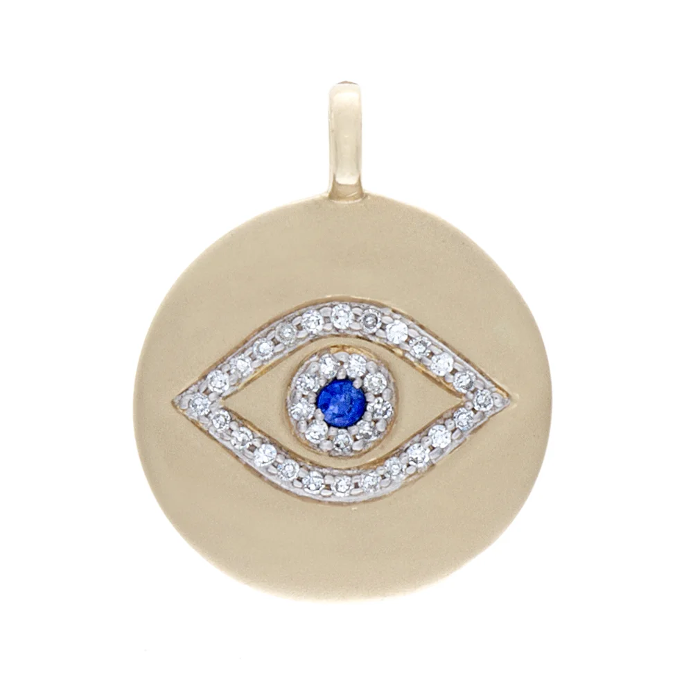 18k YG Diamond Sapphire Evil Eye Charm