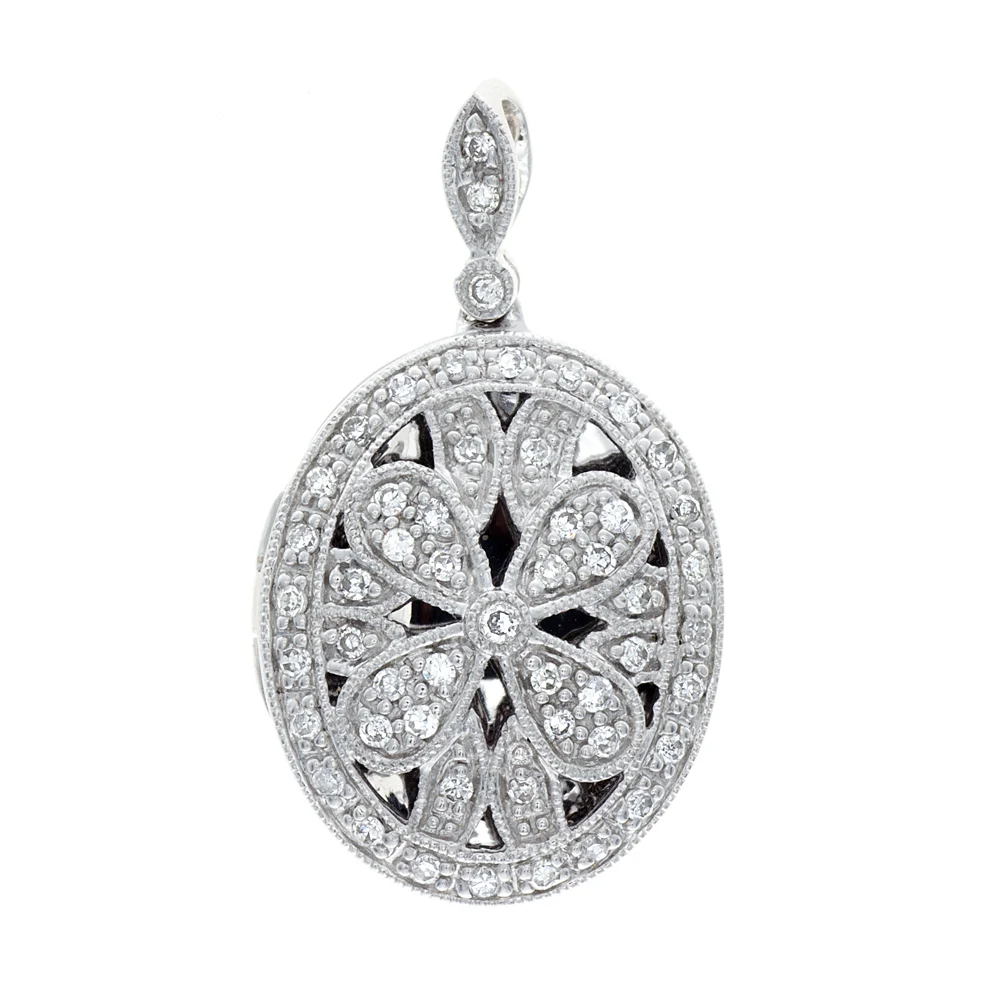 18k WG Diamond Locket Charm