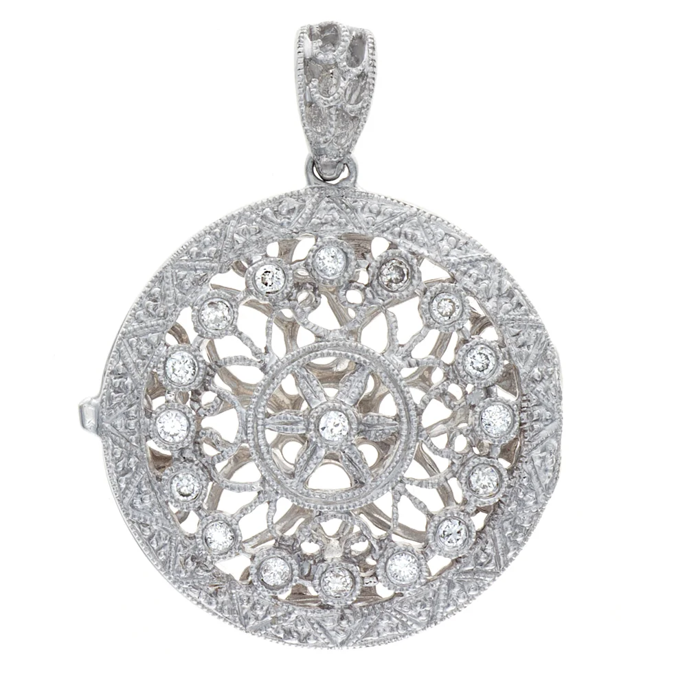 18k WG Diamond Locket Charm