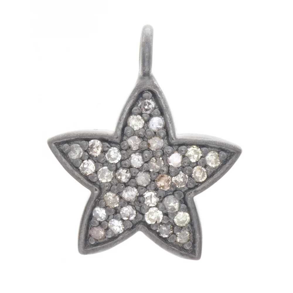 18k WG Oxidized Champagne Star Charm